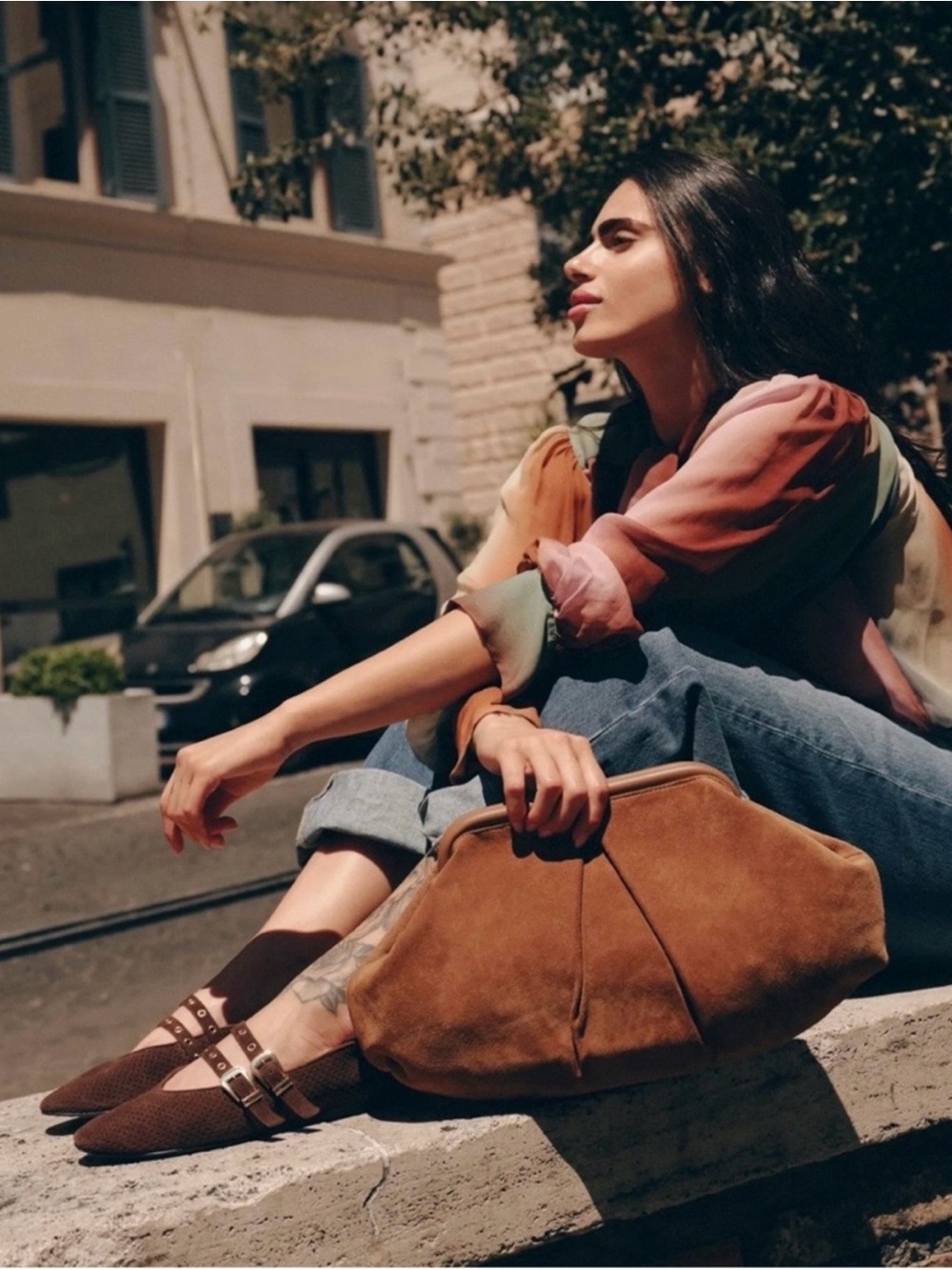 Dolce Vita Sahara Cognac Suede Clutch or Crossbody